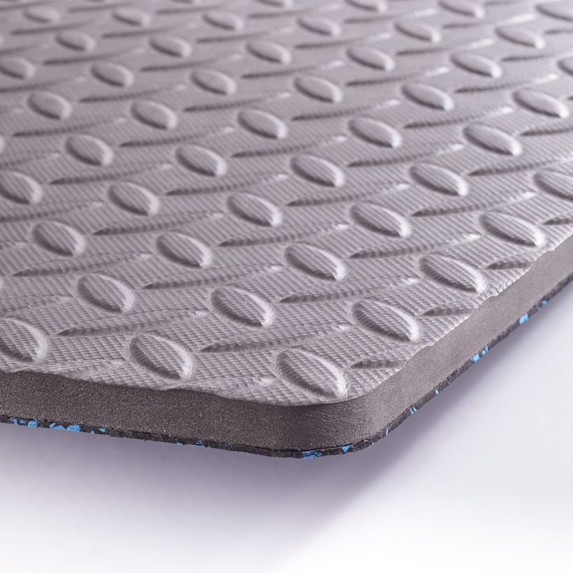 Mottez Shock-Absorbing Floor Mat Grey / Blue 620mm x 620mm x 12mm - Screwfix