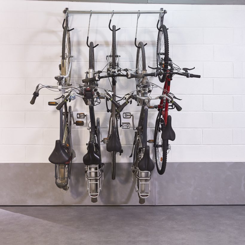 5-bike Wall Rack with Sliding Hooks - Mottez