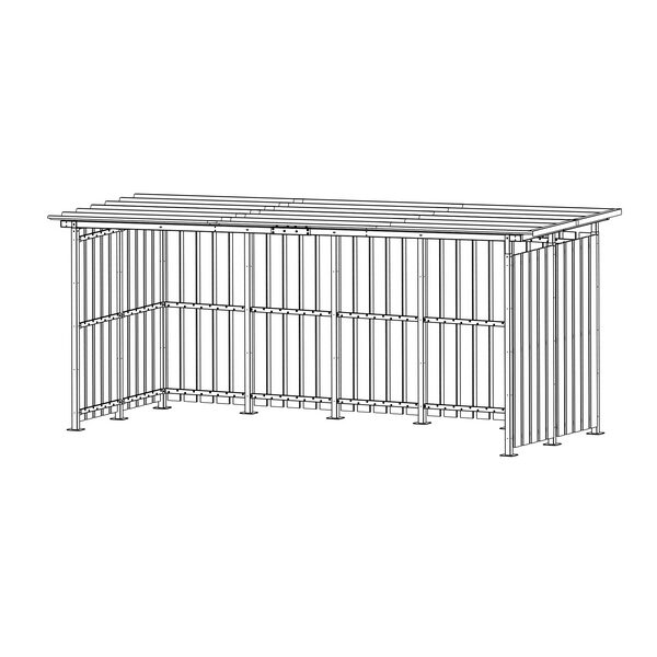 Abri cubique 5x2m – Modèle tôle/bois