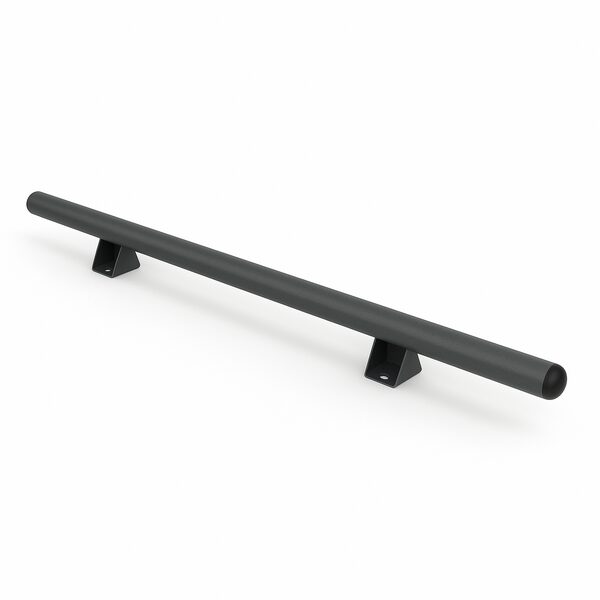 Parking Wheel Stop / Wheel Guide / Wheelchair Ramp Edge Barrier – Straight Model Ø 76 mm – Zinc-plated + RAL 7016 Grey Powder Coating