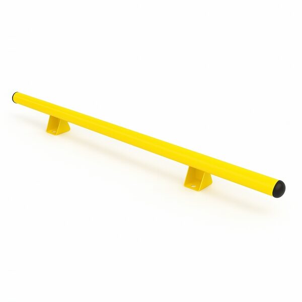 Parking Wheel Stop / Wheel Guide / Wheelchair Ramp Edge Barrier – Straight Model Ø 76 mm – Zinc-plated + RAL 1018 Yellow Powder Coating