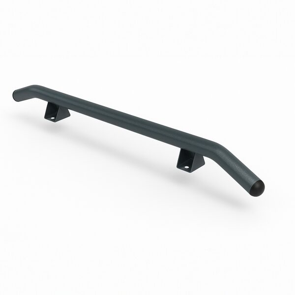 Parking Wheel Stop / Wheel Guide / Wheelchair Ramp Edge Barrier – Curved Model Ø 76 mm – Zinc-plated + RAL 7016 Grey Powder Coating