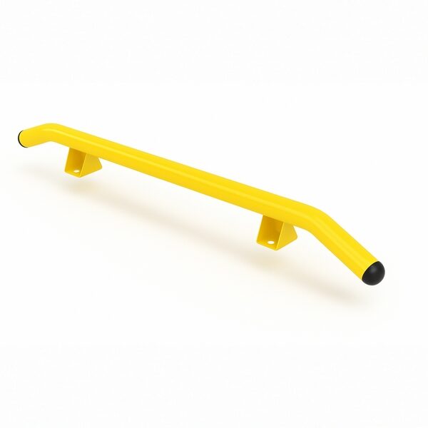 Parking Wheel Stop / Wheel Guide / Wheelchair Ramp Edge Barrier – Curved Model Ø 76 mm – Zinc-plated + RAL 1018 Yellow Powder Coating